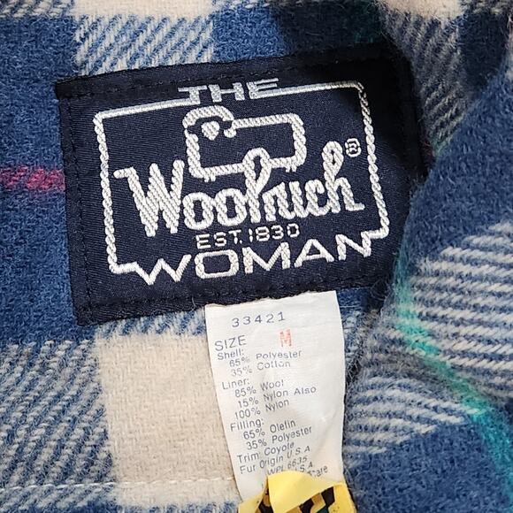 VTG Woolrich Womens M Medium Coyote Fur Hood Blanket Lined Parka Jacket Coat - Picture 6 of 10